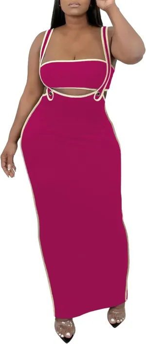 2 Piece Outfits for Women Summer Tube Crop Tops Sexy Bodycon Dresses Maxi Skirt Sets Vacation Jumpsuits Club Outfits
