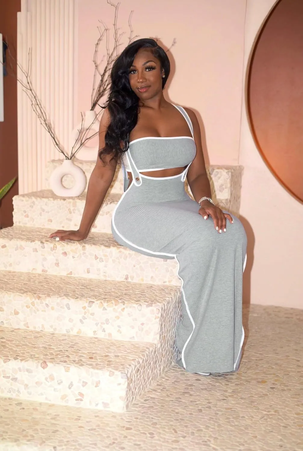 2 Piece Outfits for Women Summer Tube Crop Tops Sexy Bodycon Dresses Maxi Skirt Sets Vacation Jumpsuits Club Outfits