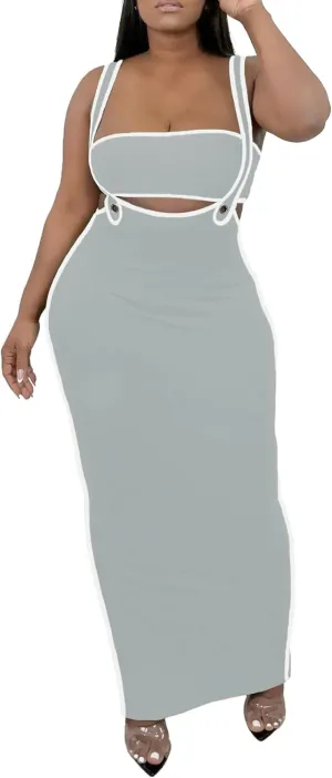 2 Piece Outfits for Women Summer Tube Crop Tops Sexy Bodycon Dresses Maxi Skirt Sets Vacation Jumpsuits Club Outfits