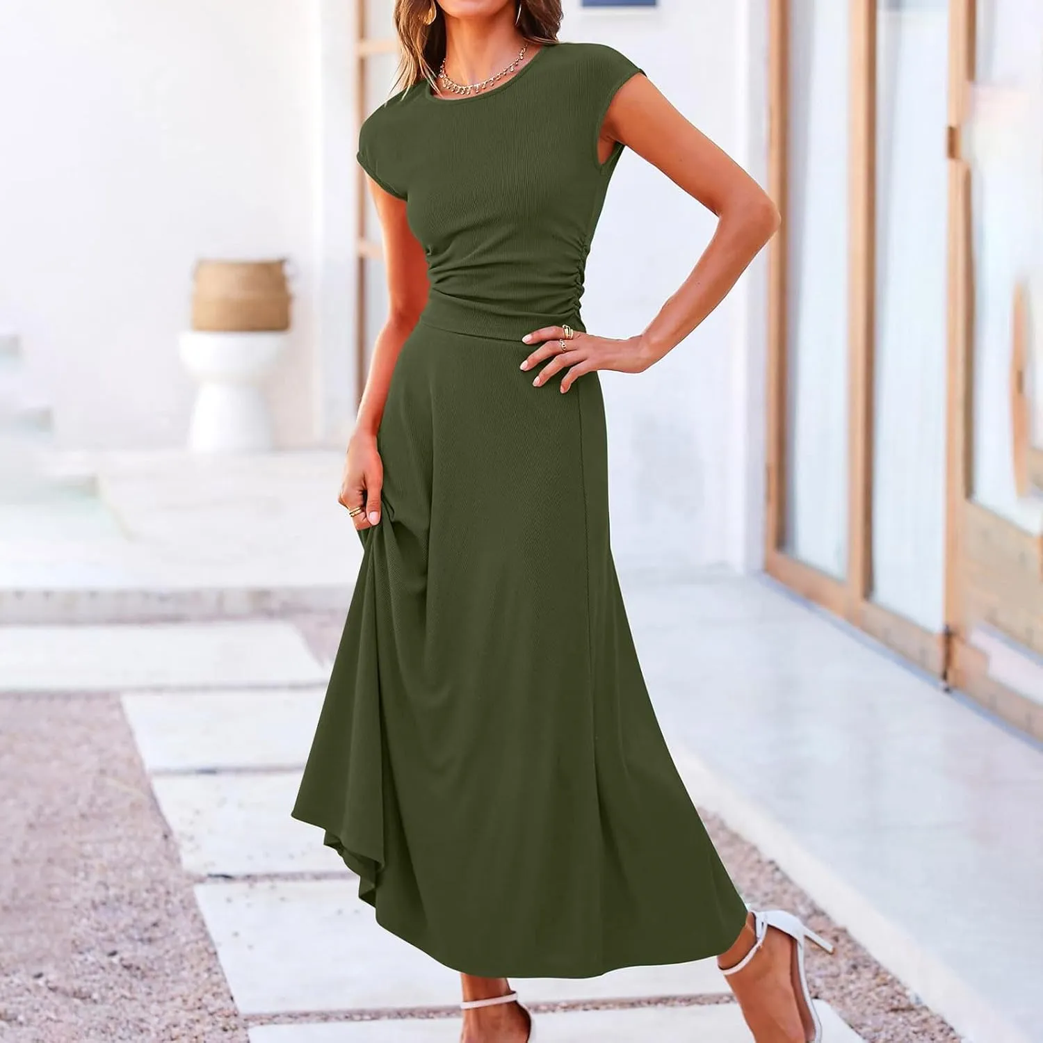 2 Piece Skirt Sets For Women Summer 2024 Sexy Elegant High Waisted Long Flowy Skirt Outfits Vacation Matching Set