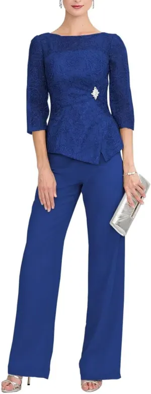 2 Pieces Mother of The Bride Dress Pant Suits for Wedding Guest Groom Lace Evening Dress Formal
