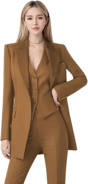 3 PC Women Suit for Work Professional Womens Tuxedo Suit Set Business Suit Blazer Vest Pants