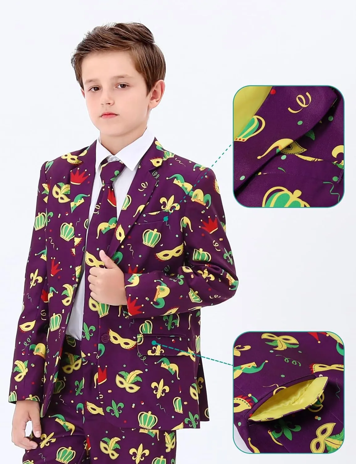 A&J DESIGN Boys Funny Print Suit for 6-16 Years