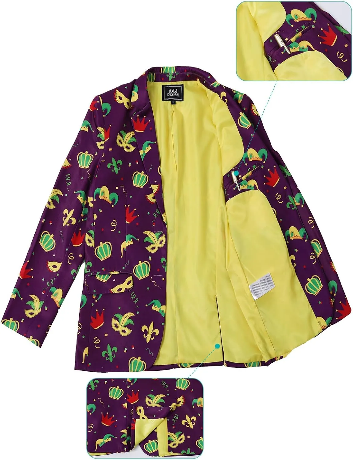 A&J DESIGN Boys Funny Print Suit for 6-16 Years
