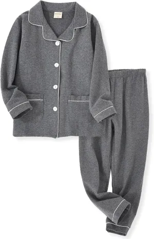 ACESTAR Kids Girls Boys Cotton Pajamas Set Long Sleeve Button Down Pjs Sleepwear Loungewear 2 Piece Set for Daily Size 3-12