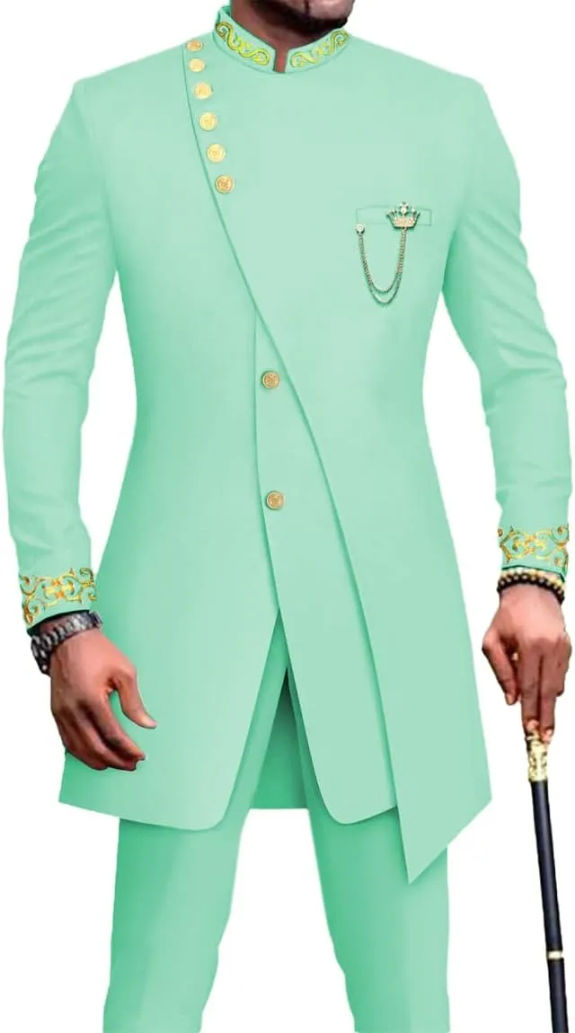 African Suits for Men 2 Piece Tuxedo Slim Fit Blazer Party Jacket Dress Suit