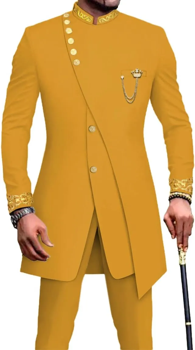 African Suits for Men 2 Piece Tuxedo Slim Fit Blazer Party Jacket Dress Suit
