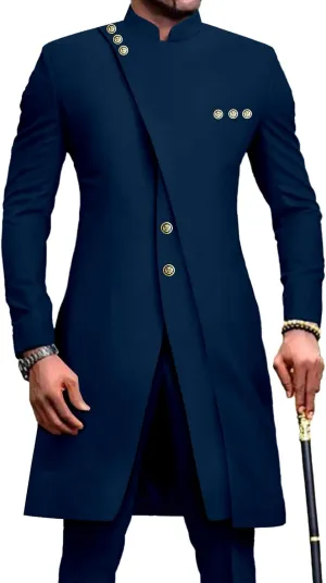 African Suits for Men Slim Fit Single Breasted Blazer and Pants Set Business Dress Suit Party Wedding Evening
