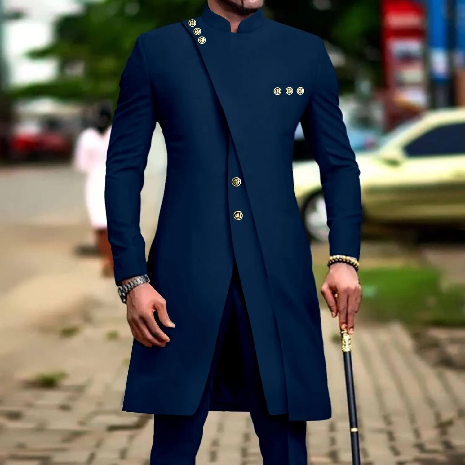 African Suits for Men Slim Fit Single Breasted Blazer and Pants Set Business Dress Suit Party Wedding Evening
