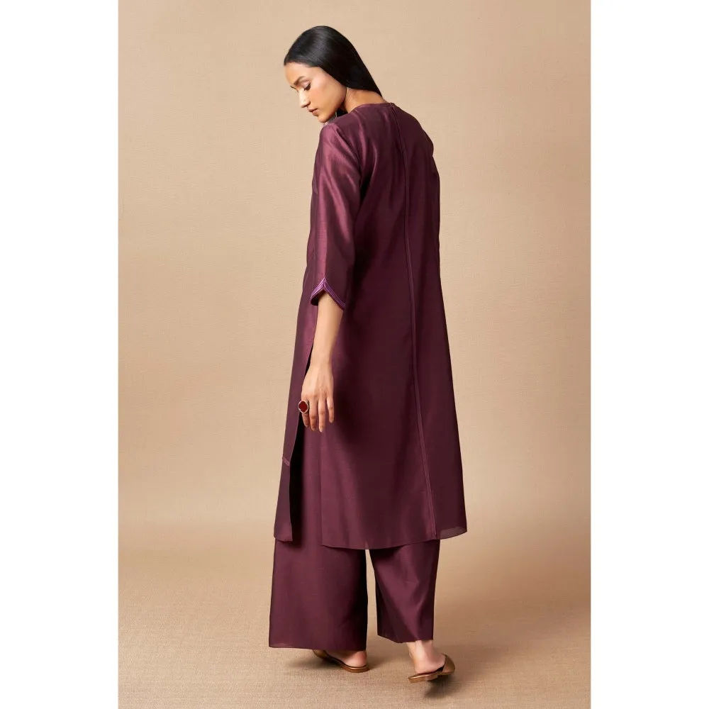 AMPM Purple Firoza Embroidered Palazzo (Set of 3)