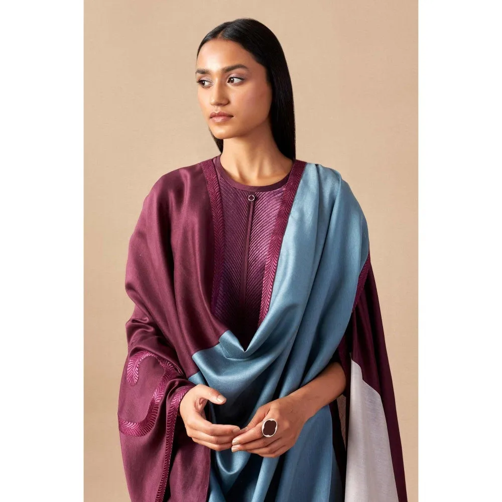 AMPM Purple Firoza Embroidered Palazzo (Set of 3)