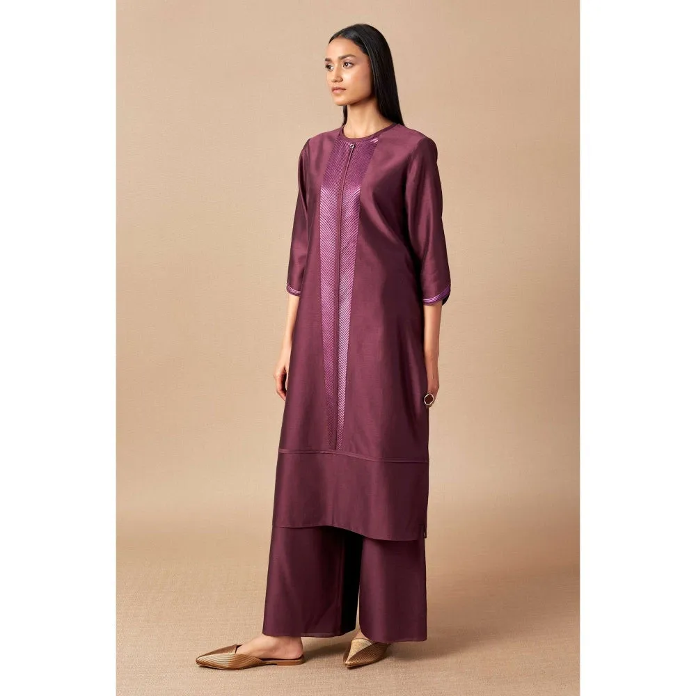 AMPM Purple Firoza Embroidered Palazzo (Set of 3)