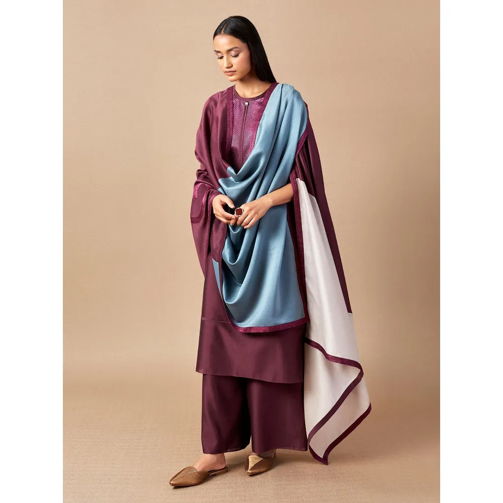 AMPM Purple Firoza Embroidered Palazzo (Set of 3)