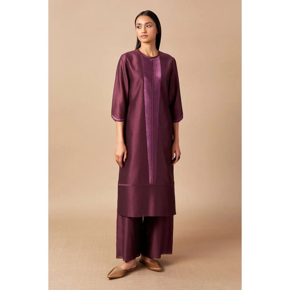 AMPM Purple Firoza Embroidered Palazzo (Set of 3)