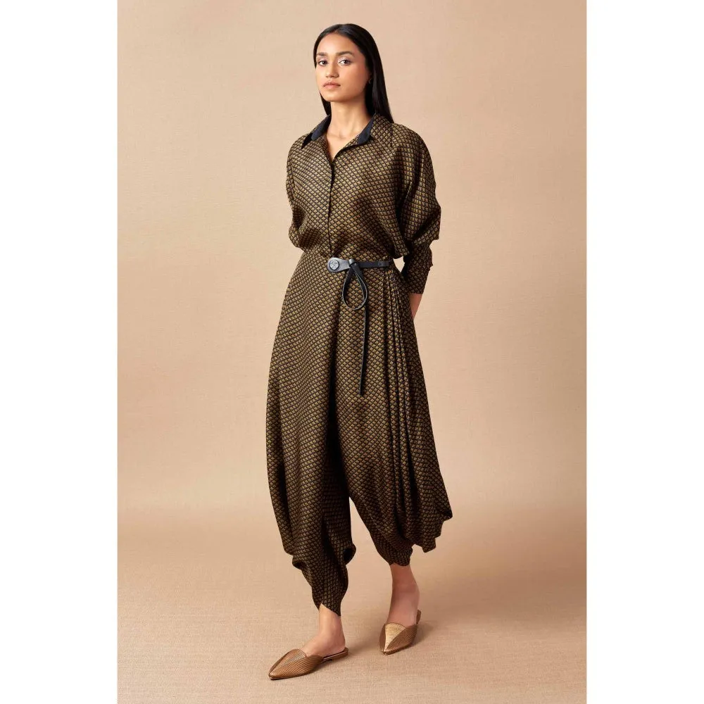 AMPM Zoya Black & Yellow Dhoti & Shirt (Set of 3)