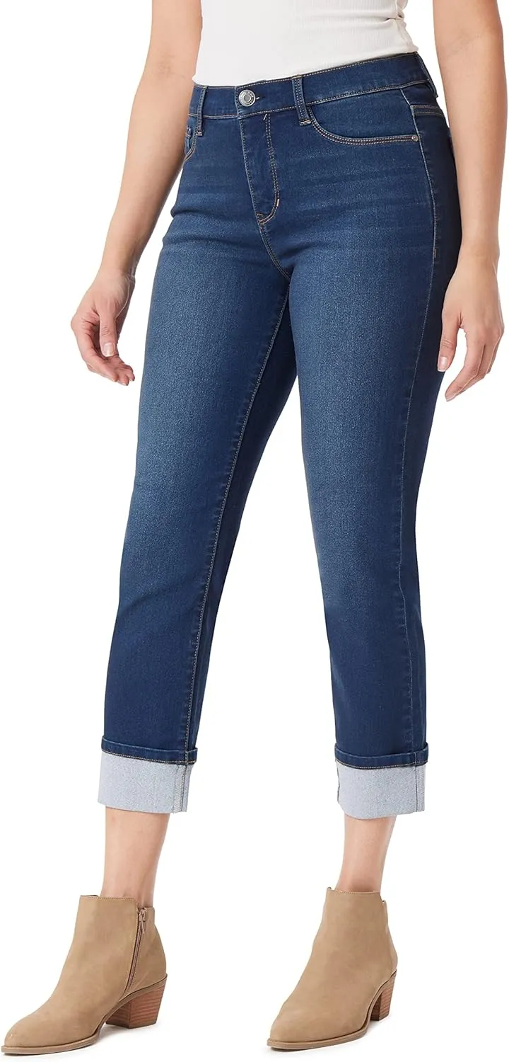 Angels Forever Young Women's Forever Deep Roll Cuff Ankle High-Rise Jeans