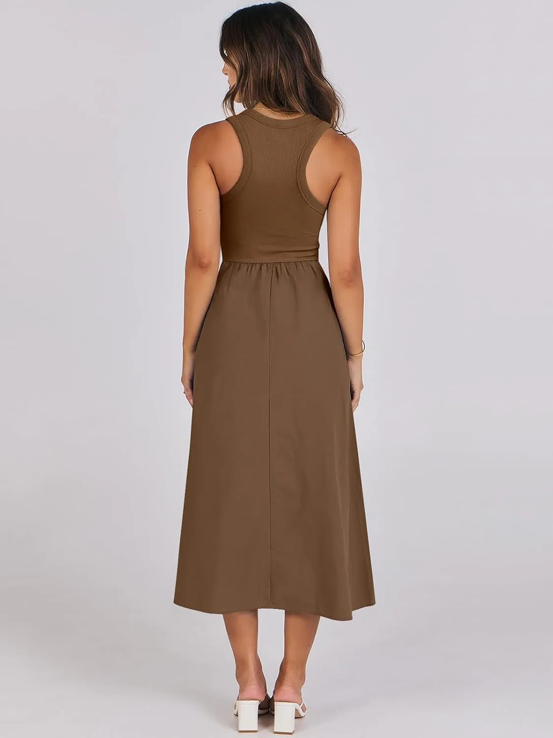 ANRABESS Womens 2025 Summer Casual Maxi Dress A line Tiered Flowy Short Sleeve Crewneck T Shirt Beach Travel Long Dresses