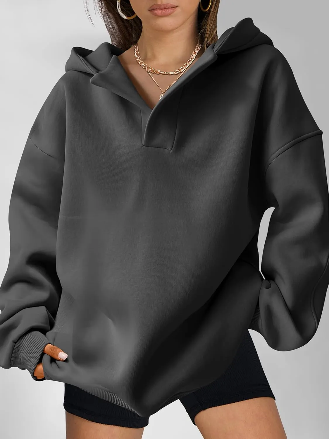 ANRABESS Womens Oversized Hoodies V Neck Sweatshirts Long Sleeve Pullover Casual Fall Teen Girls Preppy Clothes 2025 Trendy