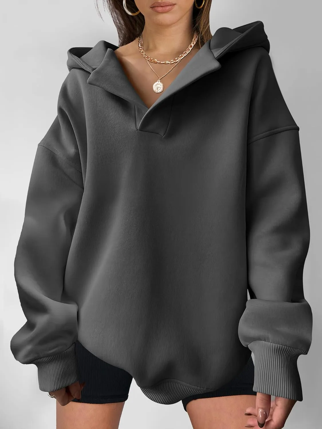 ANRABESS Womens Oversized Hoodies V Neck Sweatshirts Long Sleeve Pullover Casual Fall Teen Girls Preppy Clothes 2025 Trendy
