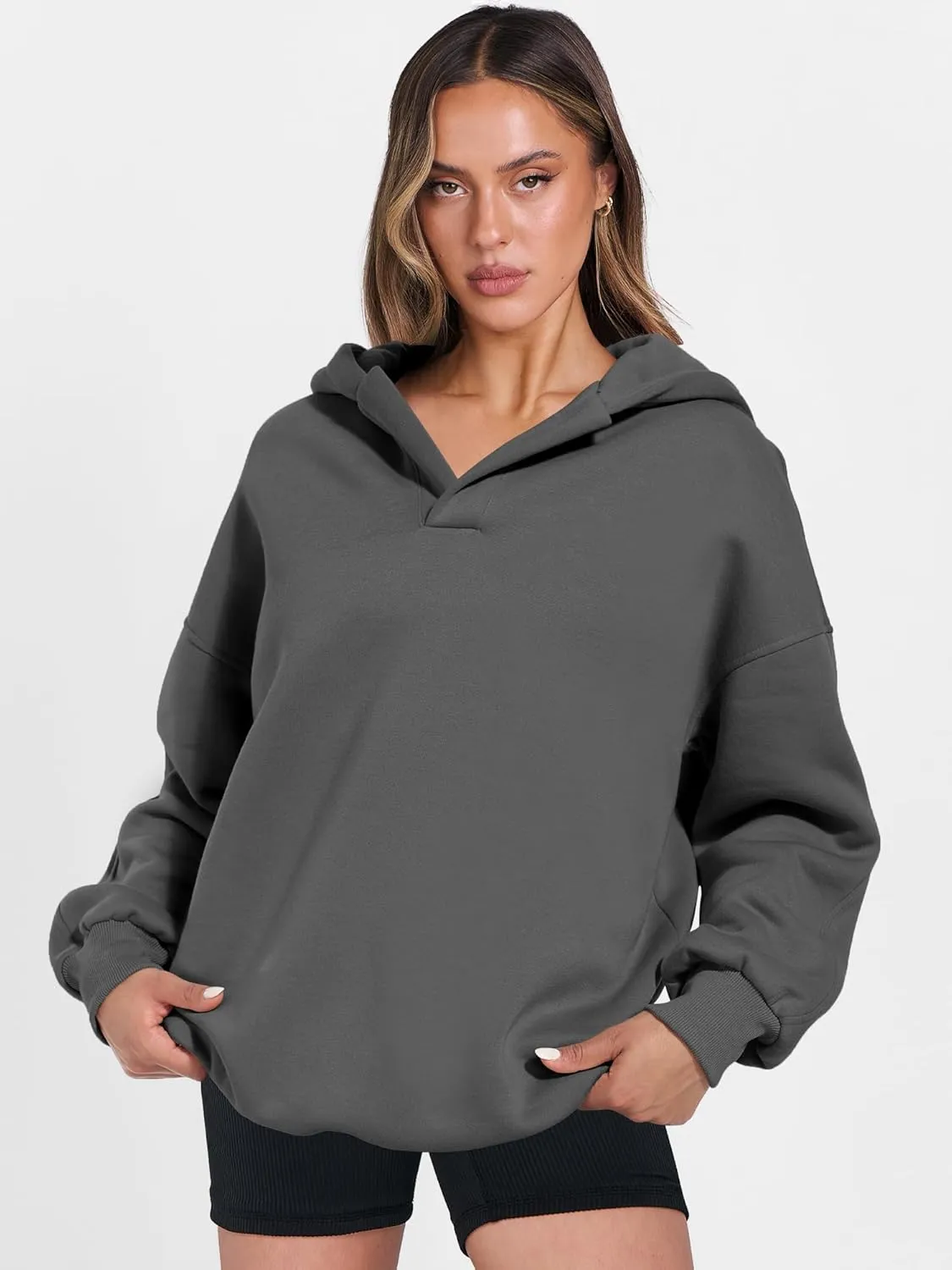 ANRABESS Womens Oversized Hoodies V Neck Sweatshirts Long Sleeve Pullover Casual Fall Teen Girls Preppy Clothes 2025 Trendy