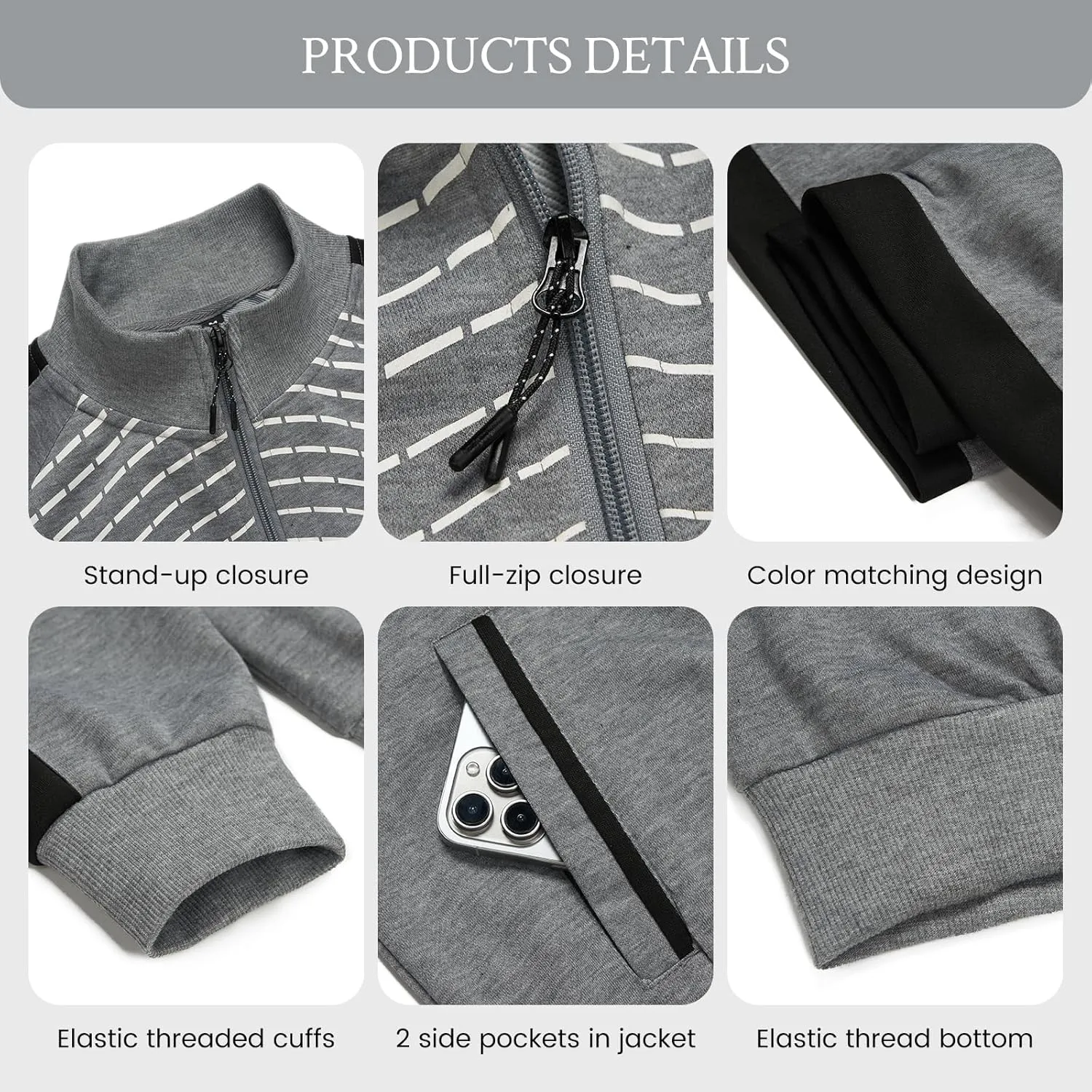 AOTORR Men's Tracksuit 2 Pieces Sweat Suits Casual Full Zip Long Sleeve Outfit Sports Jogging Suits Set