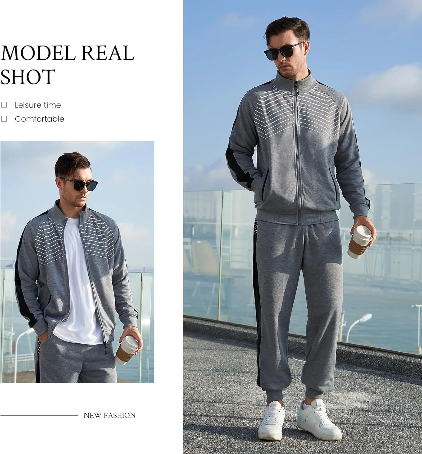AOTORR Men's Tracksuit 2 Pieces Sweat Suits Casual Full Zip Long Sleeve Outfit Sports Jogging Suits Set