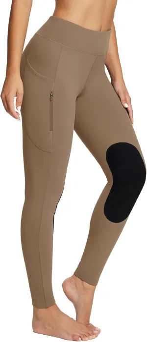 baleaf Women's Winter Riding Pants Horse Breeches Knee-Patch Fleece Horseback Equestrian Tights Pockets Leggings