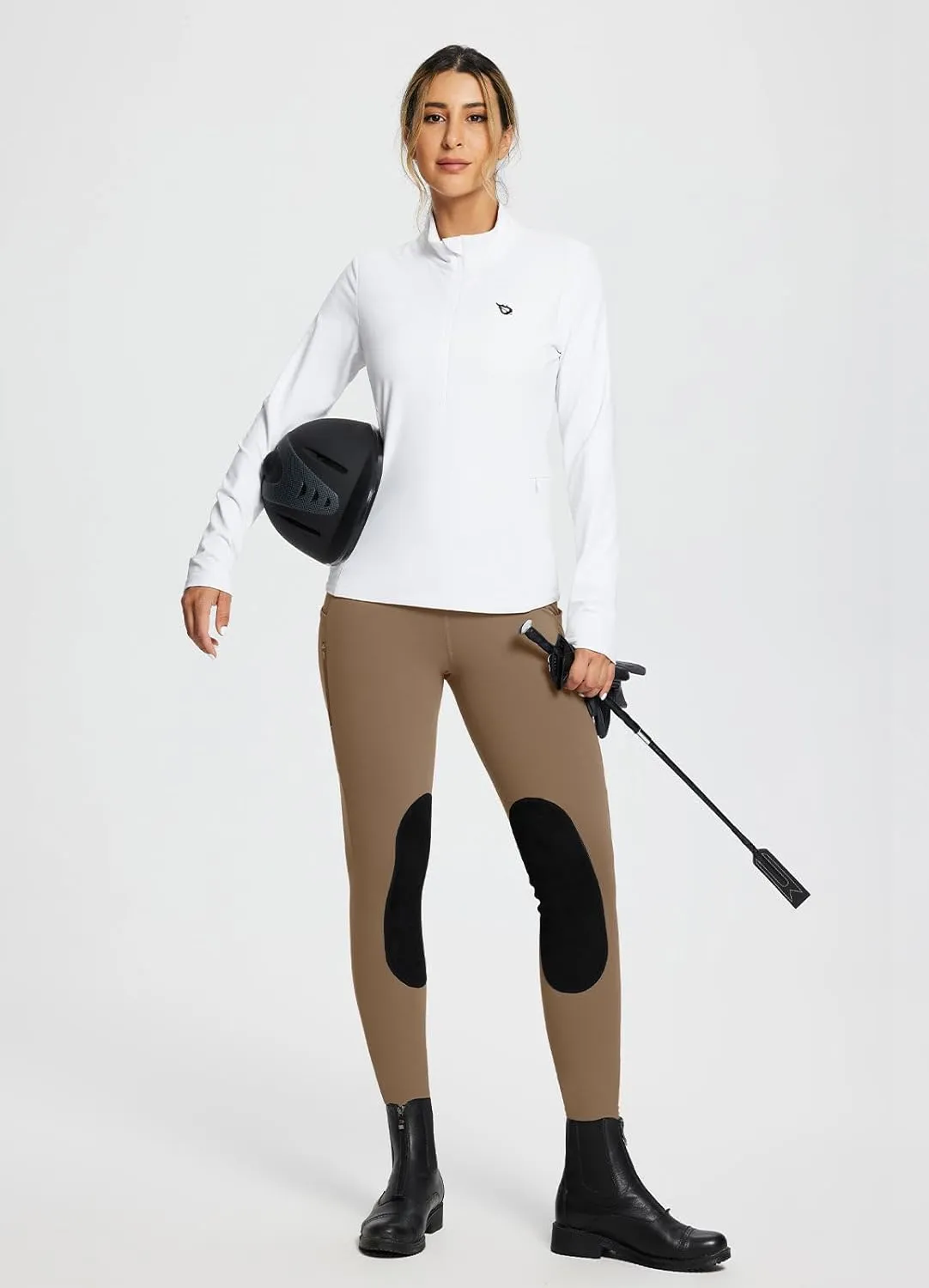 baleaf Women's Winter Riding Pants Horse Breeches Knee-Patch Fleece Horseback Equestrian Tights Pockets Leggings