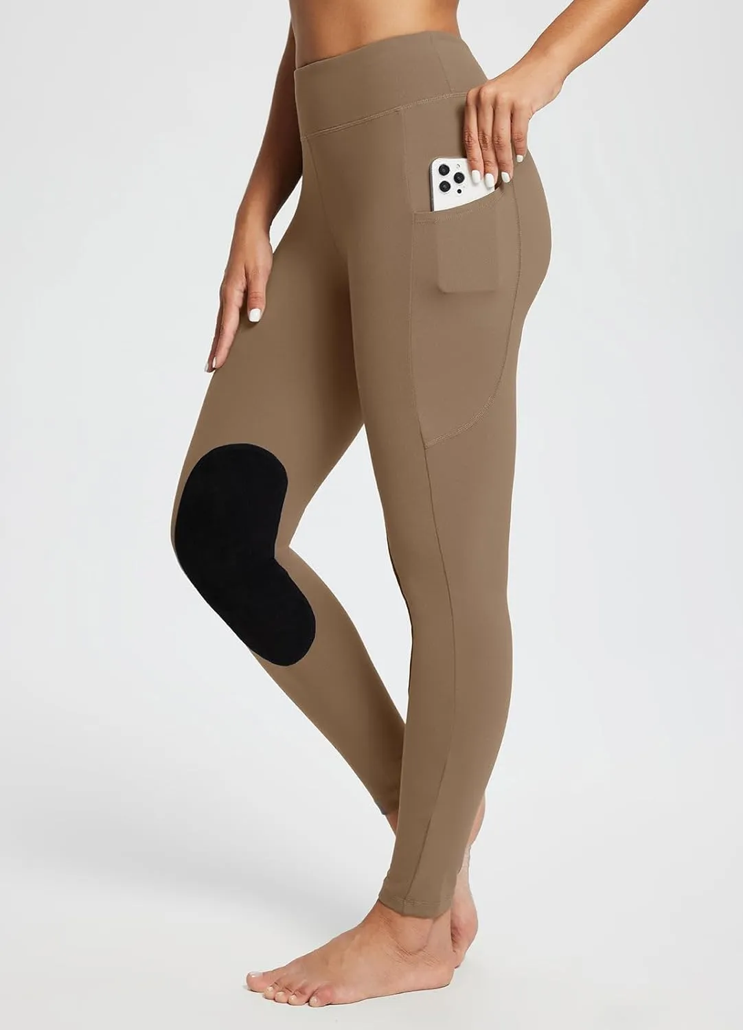 baleaf Women's Winter Riding Pants Horse Breeches Knee-Patch Fleece Horseback Equestrian Tights Pockets Leggings