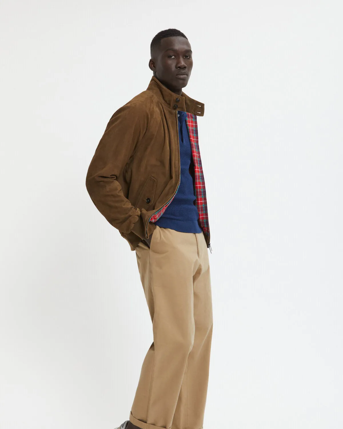 Baracuta G9 Suede Harrington Jacket - Dark Olive
