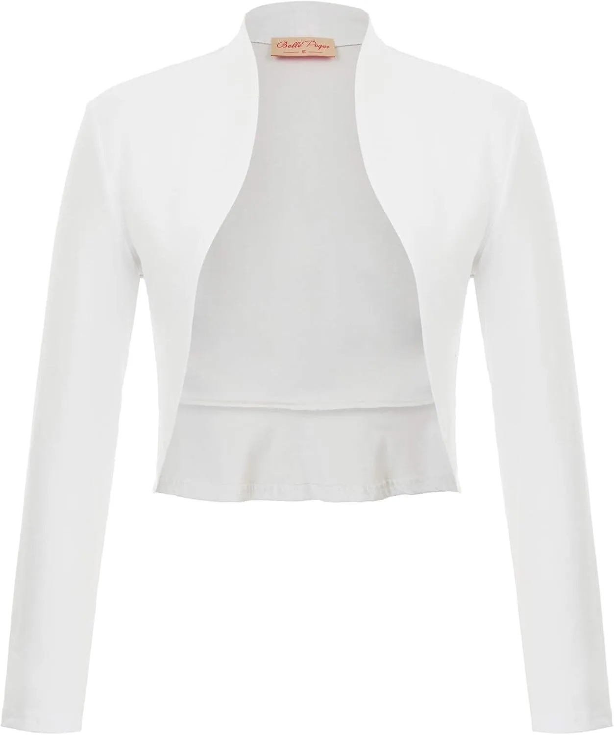 Belle Poque Women's Vintage Cropped Shrug Open Front Long Sleeve Ruffled Bolero Cardigan S-2XL
