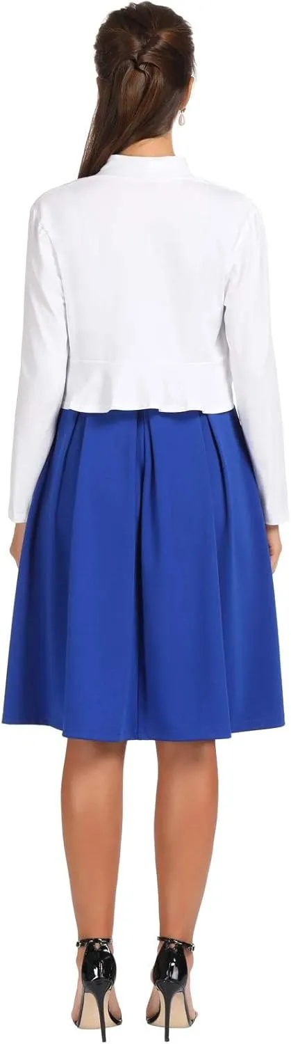 Belle Poque Women's Vintage Cropped Shrug Open Front Long Sleeve Ruffled Bolero Cardigan S-2XL