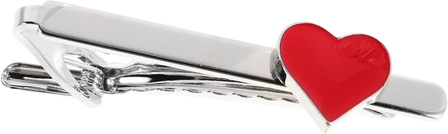 BESPORTBLE Valentine Tie Bar for Men Clip on Tie Clip Men's Heart Lapel Pin for Business Office and Holiday