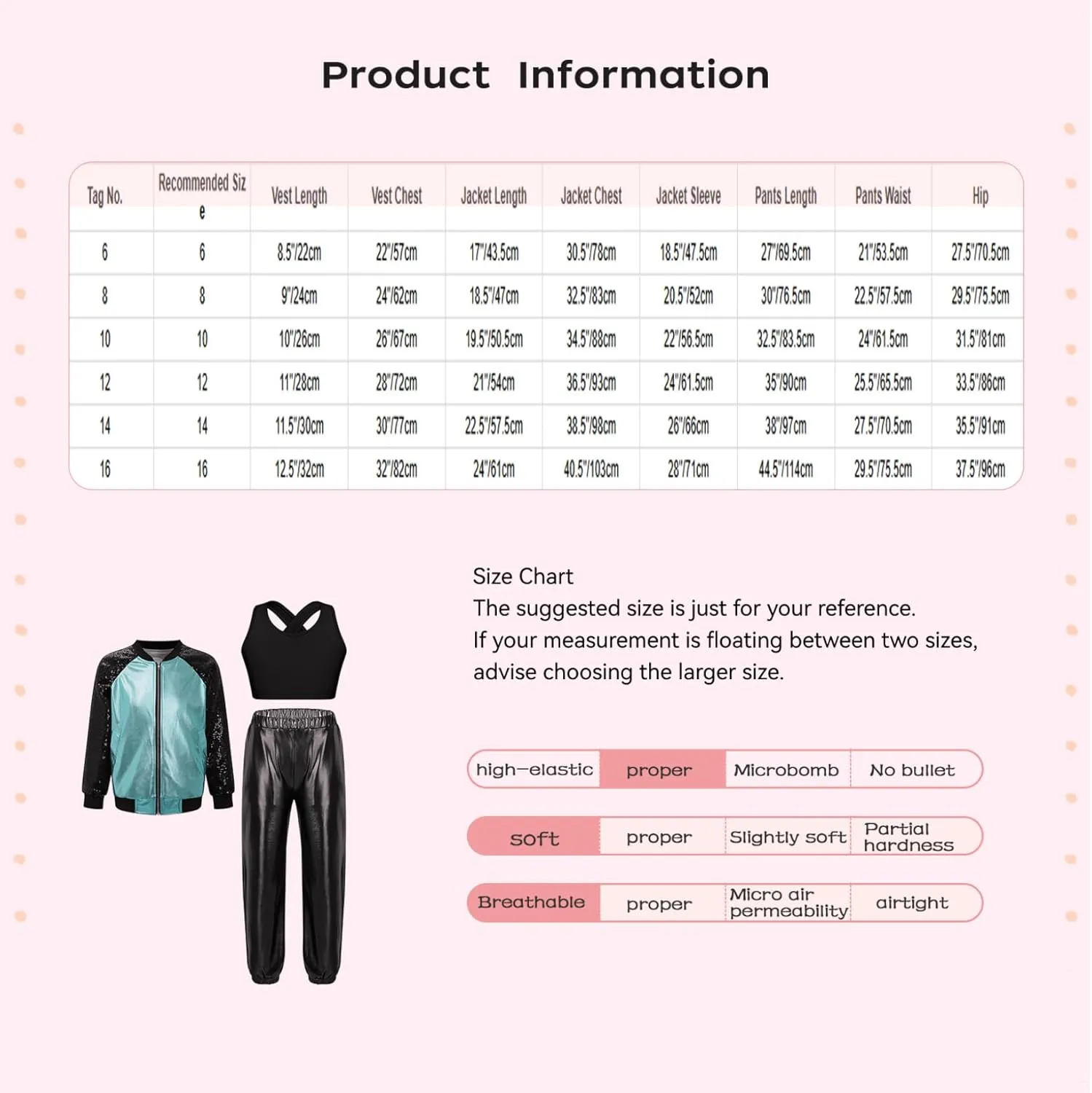 Big Girls 3Pcs Hip-hop Street Dance Outfits Crop Vest with Jacket and Pants Set Gymnastic Dancewear