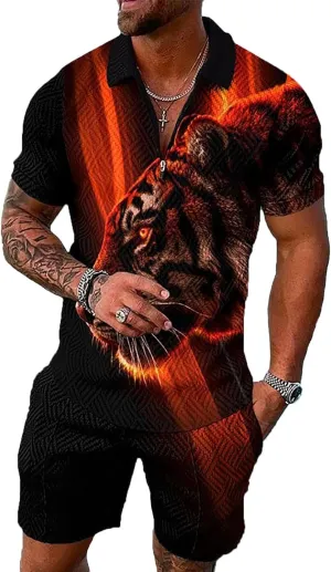 BIRW Mens Short Sets 2 Piece Outfits Polo Shirt Fashion Summer Tracksuits Casual Set Short Sleeve and Shorts Set for Men