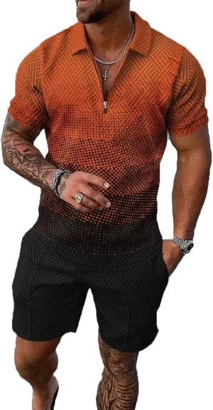 BIRW Mens Track Suits 2 Piece Summer Short Sets Outfits Fashion Polo Shirt Casual Short Sleeve and Shorts set