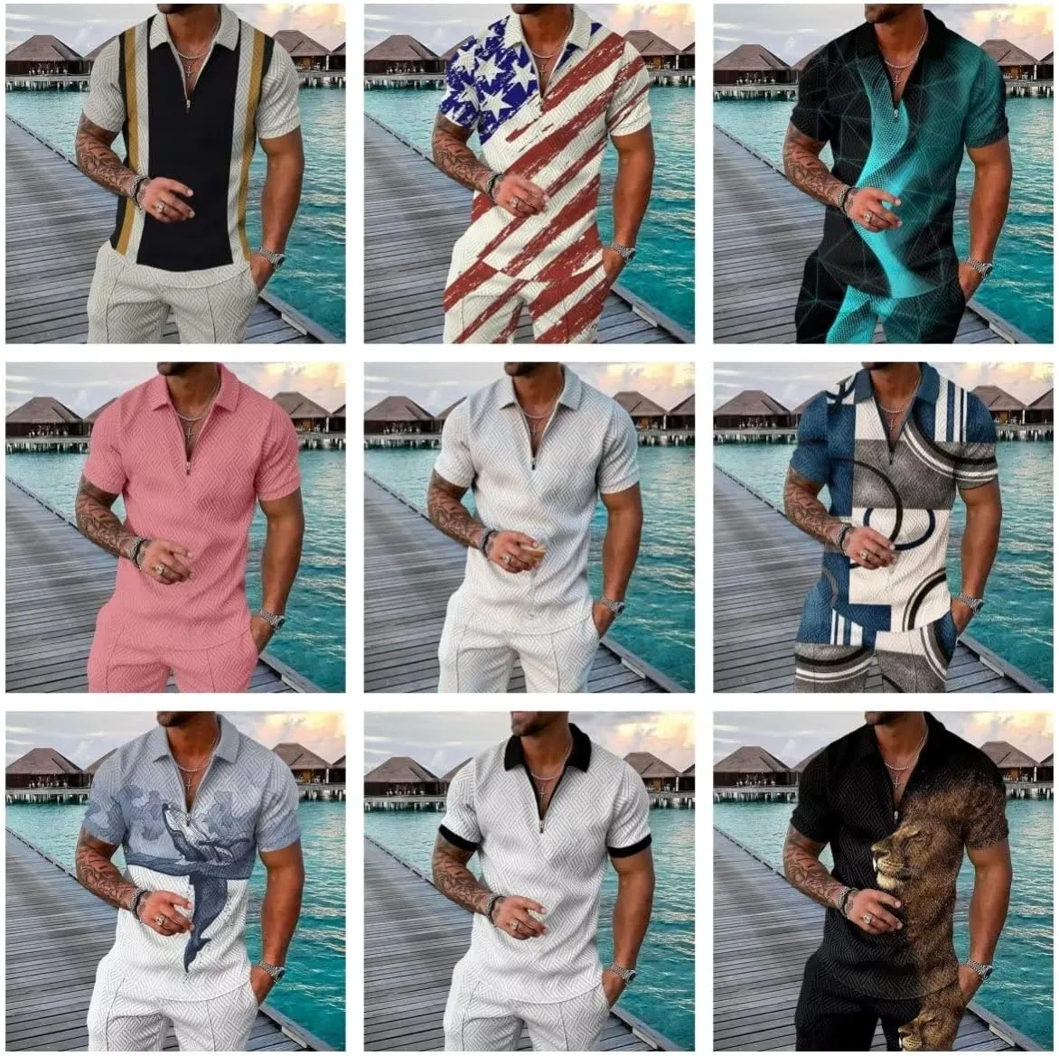 BIRW Mens Track Suits 2 Piece Summer Short Sets Outfits Fashion Polo Shirt Casual Short Sleeve and Shorts set