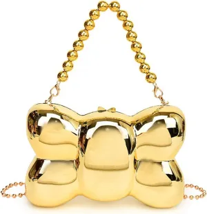 Bow Purse for Women Mini Bow Clutch Purse Y2k Bow Metallic Small Wedding Crossbody Cute Clutch Party Handbag