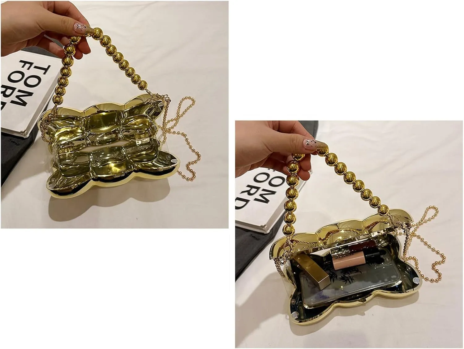 Bow Purse for Women Mini Bow Clutch Purse Y2k Bow Metallic Small Wedding Crossbody Cute Clutch Party Handbag