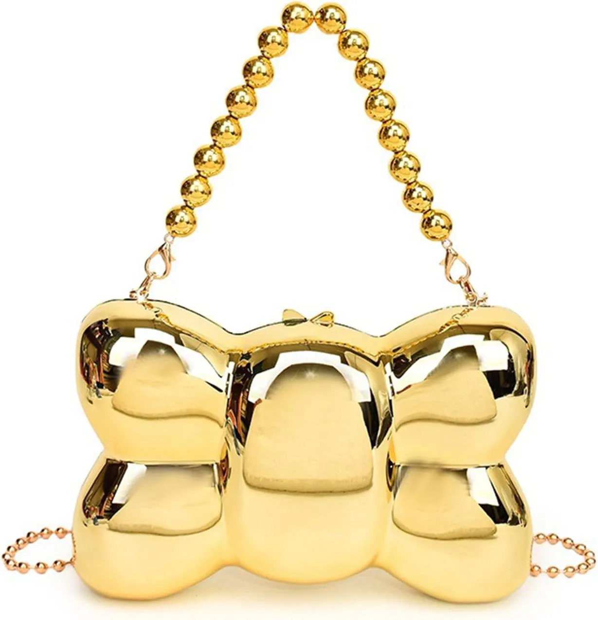 Bow Purse for Women Mini Bow Clutch Purse Y2k Bow Metallic Small Wedding Crossbody Cute Clutch Party Handbag