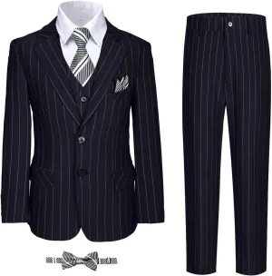 Boy Suits Stripe Tuxedo Suit Set Complete Outfit Formal Wedding Party Wear Ring Bearer Outfit