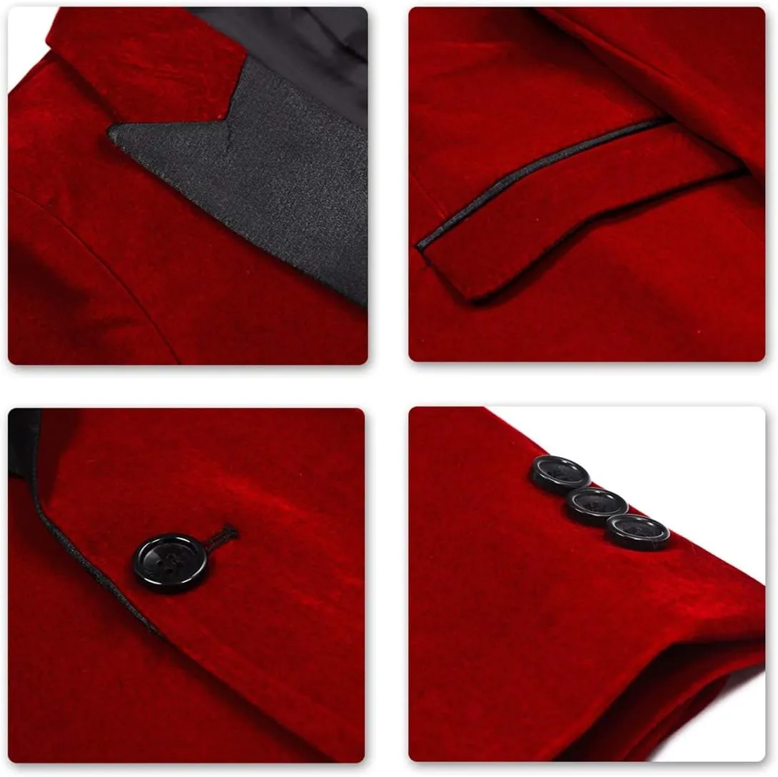 Boyland Boys Tuxedo Suit Velvet Peak Lapel Vintage 2 Pieces Slim Fit Jacket Pants Suit Set Prom Party