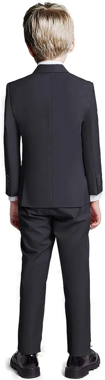 Boys Suit 5 Piece Kids Party Tuxedo Blazer Vest and Pants Set with Tie for Boy Formal