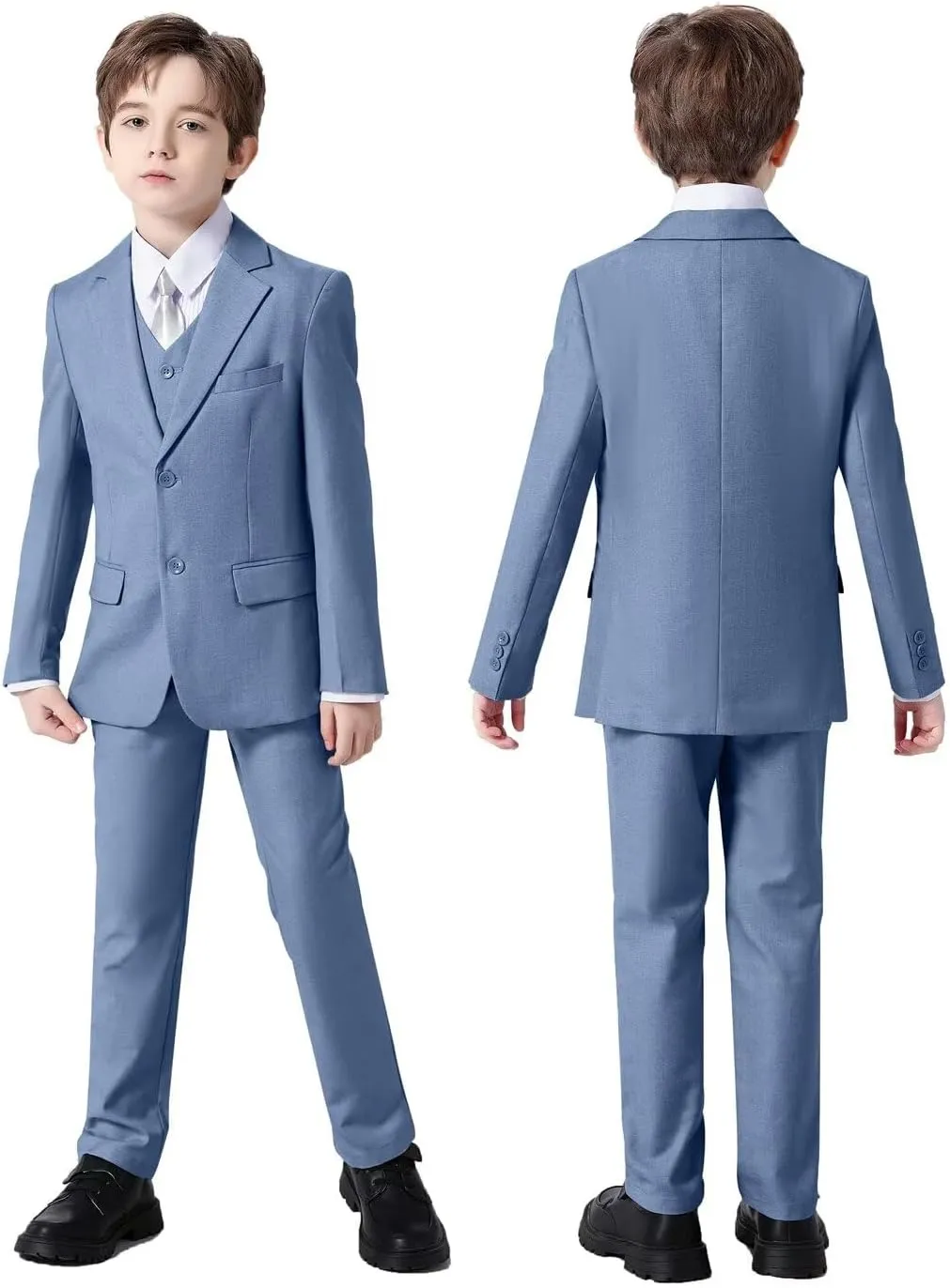 Boys Suit Set Slim Fit Kids Formal Suits Toddler Tuxedo Wedding Prom Classic Suits for Boy Teen Black Blue Dress Outfit