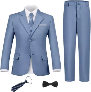 Boys Suit Set Slim Fit Kids Formal Suits Toddler Tuxedo Wedding Prom Classic Suits for Boy Teen Black Blue Dress Outfit