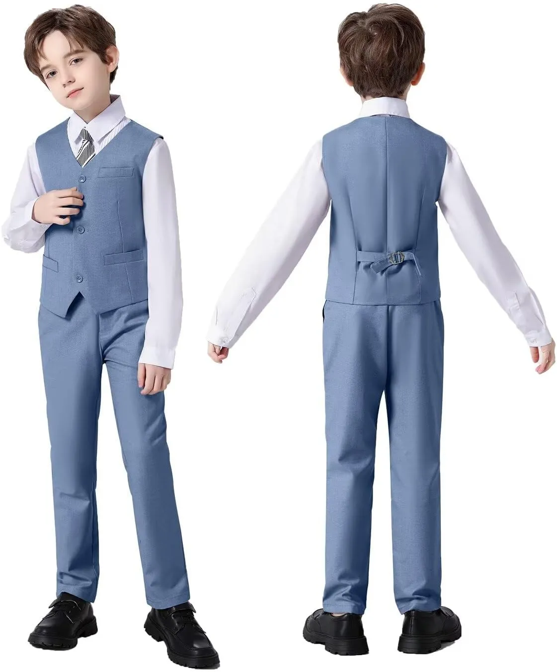 Boys Suit Set Slim Fit Kids Formal Suits Toddler Tuxedo Wedding Prom Classic Suits for Boy Teen Black Blue Dress Outfit