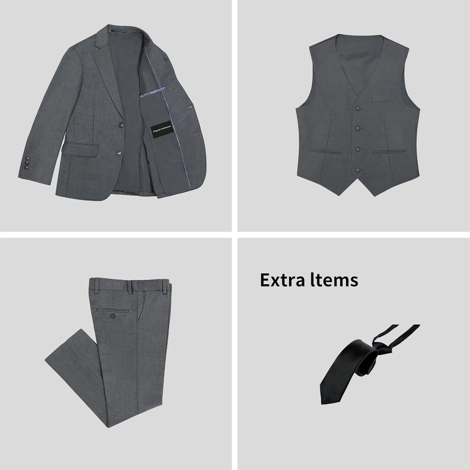 Boys Suit Teenager Suits Set for Boys, Kids Slim Fit Formal Wear Tuxedo, Ring Bearer Outfit for Wedding