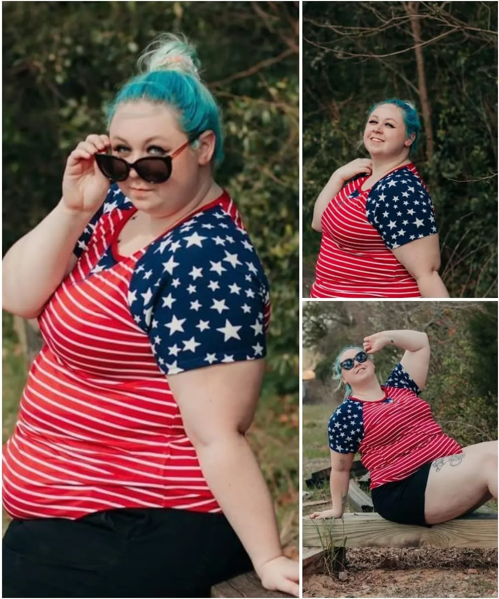 CARCOS Plus Size Tops for Women Short Sleeve Shirt Summer Star/Leopard/Tie Dye/Flower Crewneck Pullover Tunic XL-5XL