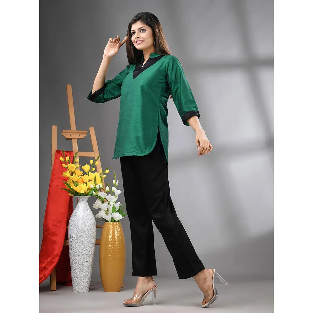 CHARUKRITI Green Colorblock Co-Ord (Set of 2)