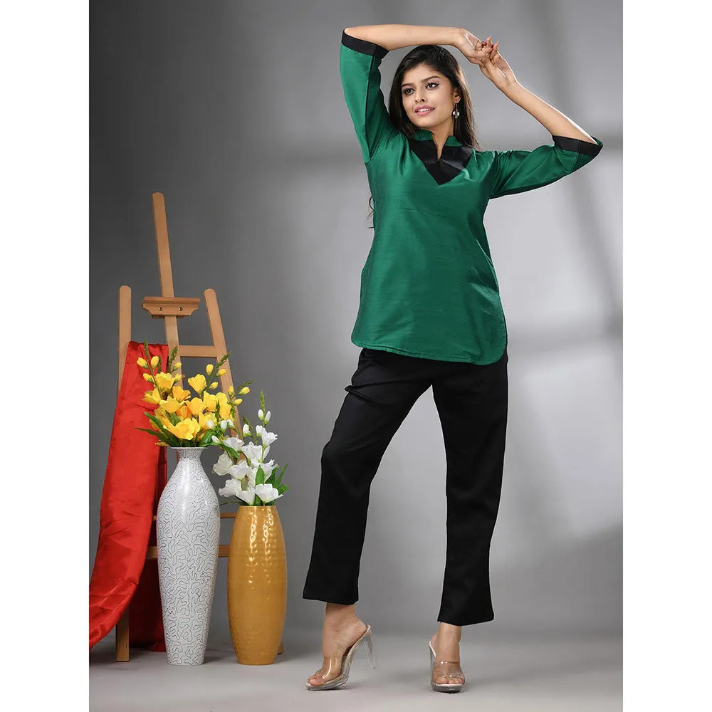 CHARUKRITI Green Colorblock Co-Ord (Set of 2)